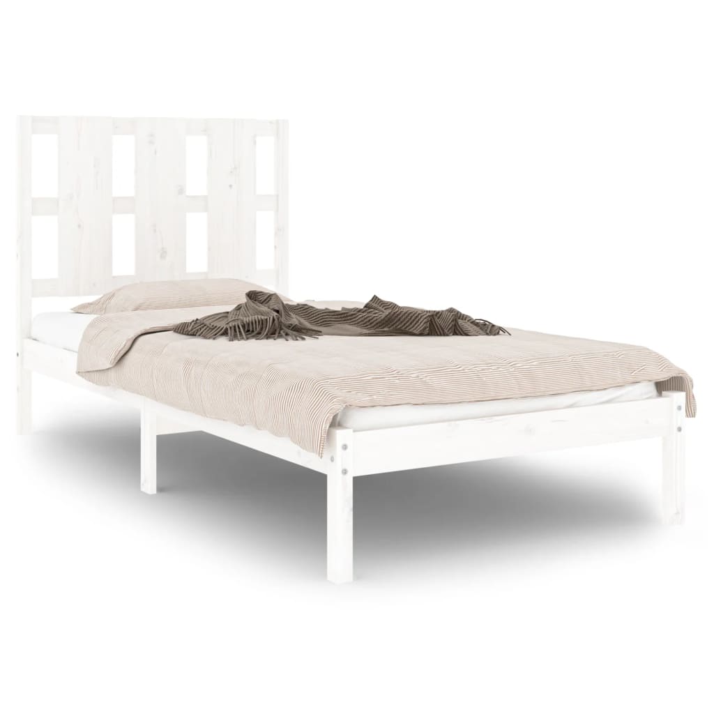 Cadre de lit sans matelas blanc 75x190 cm bois massif - XIOS