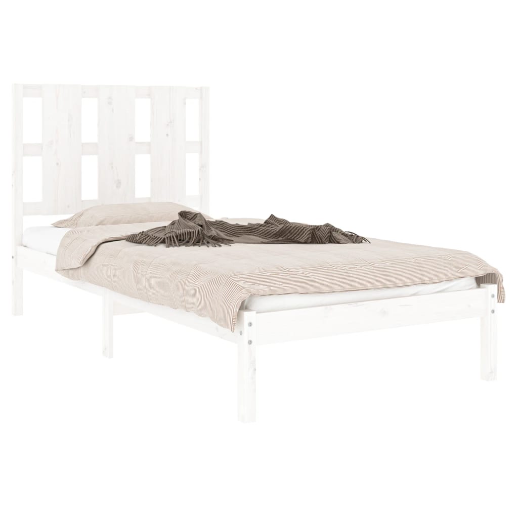 Cadre de lit sans matelas blanc 90x190 cm bois massif - XIOS