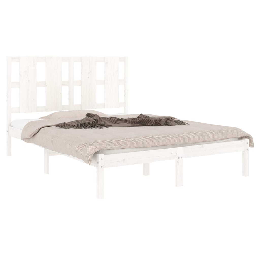 Cadre de lit sans matelas blanc 140x190 cm bois de pin massif - XIOS
