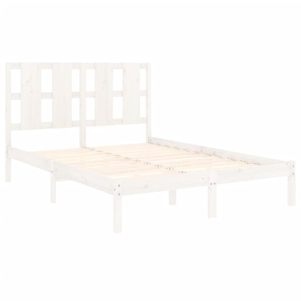 Cadre de lit sans matelas blanc 140x190 cm bois de pin massif - XIOS