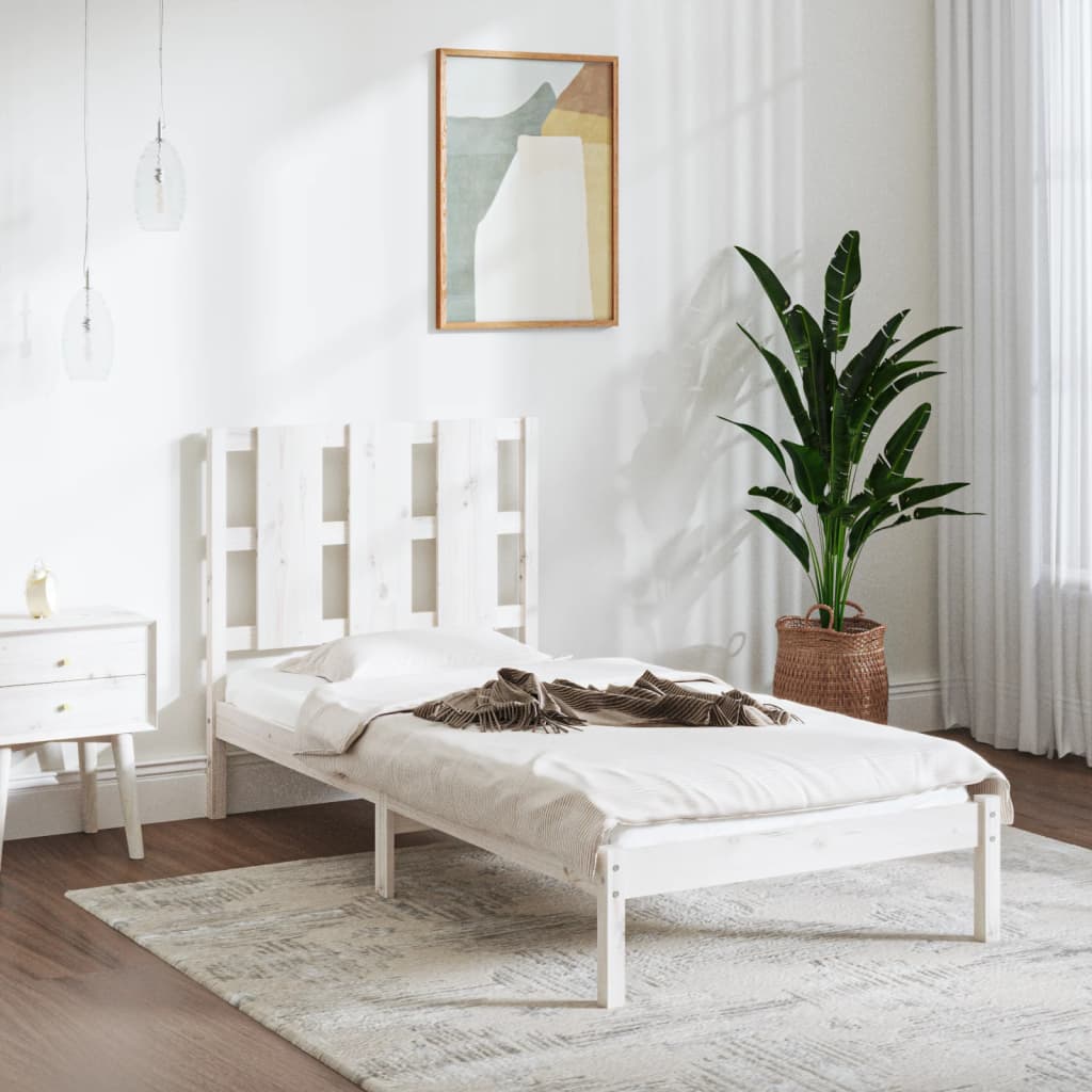 Cadre de lit sans matelas blanc 100x200 cm bois de pin massif - XIOS