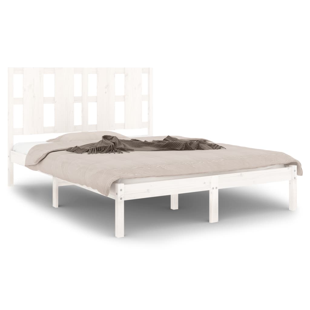 Cadre de lit sans matelas blanc 120x200 cm bois de pin massif - XIOS