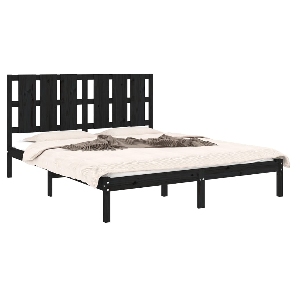 Cadre de lit sans matelas noir 150x200 cm bois massif - XIOS