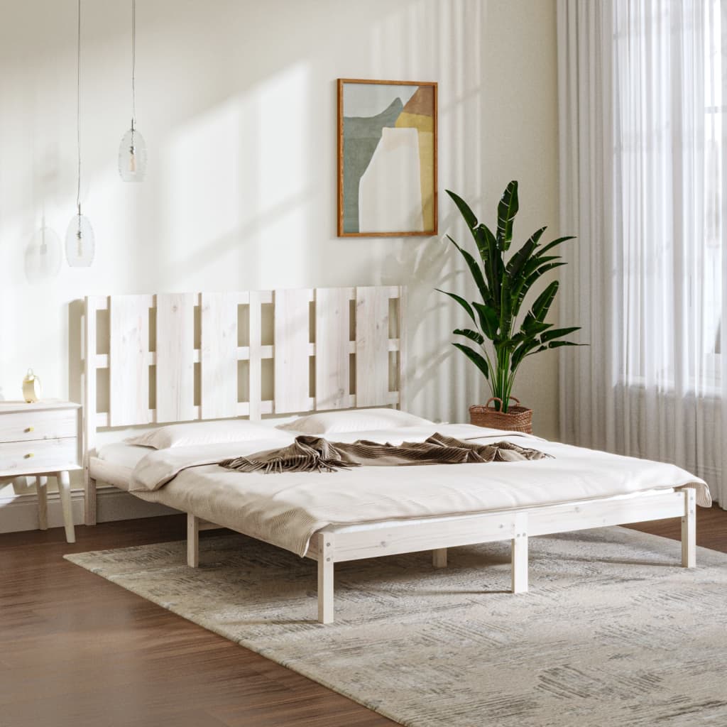 Cadre de lit sans matelas blanc 160x200 cm bois de pin massif - XIOS