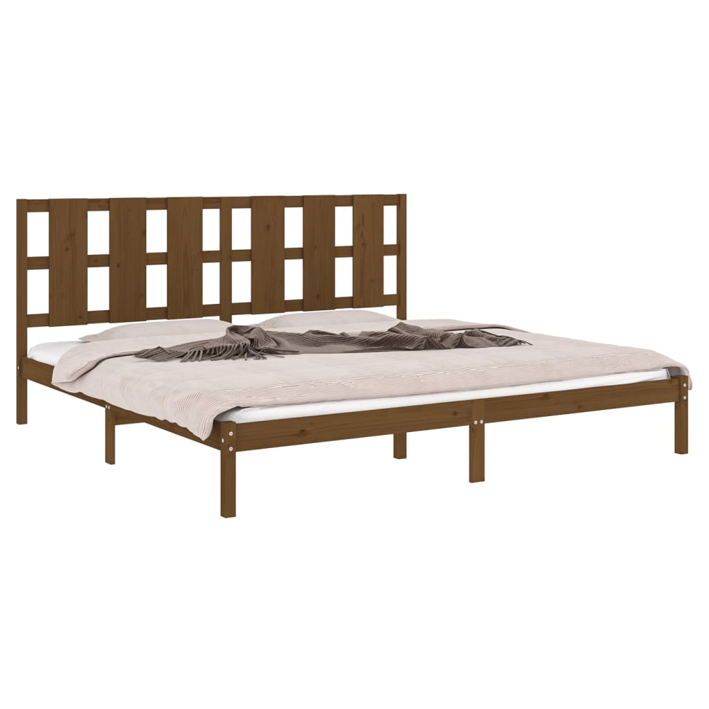 Cadre de lit sans matelas marron miel 200x200cm bois pin massif - XIOS