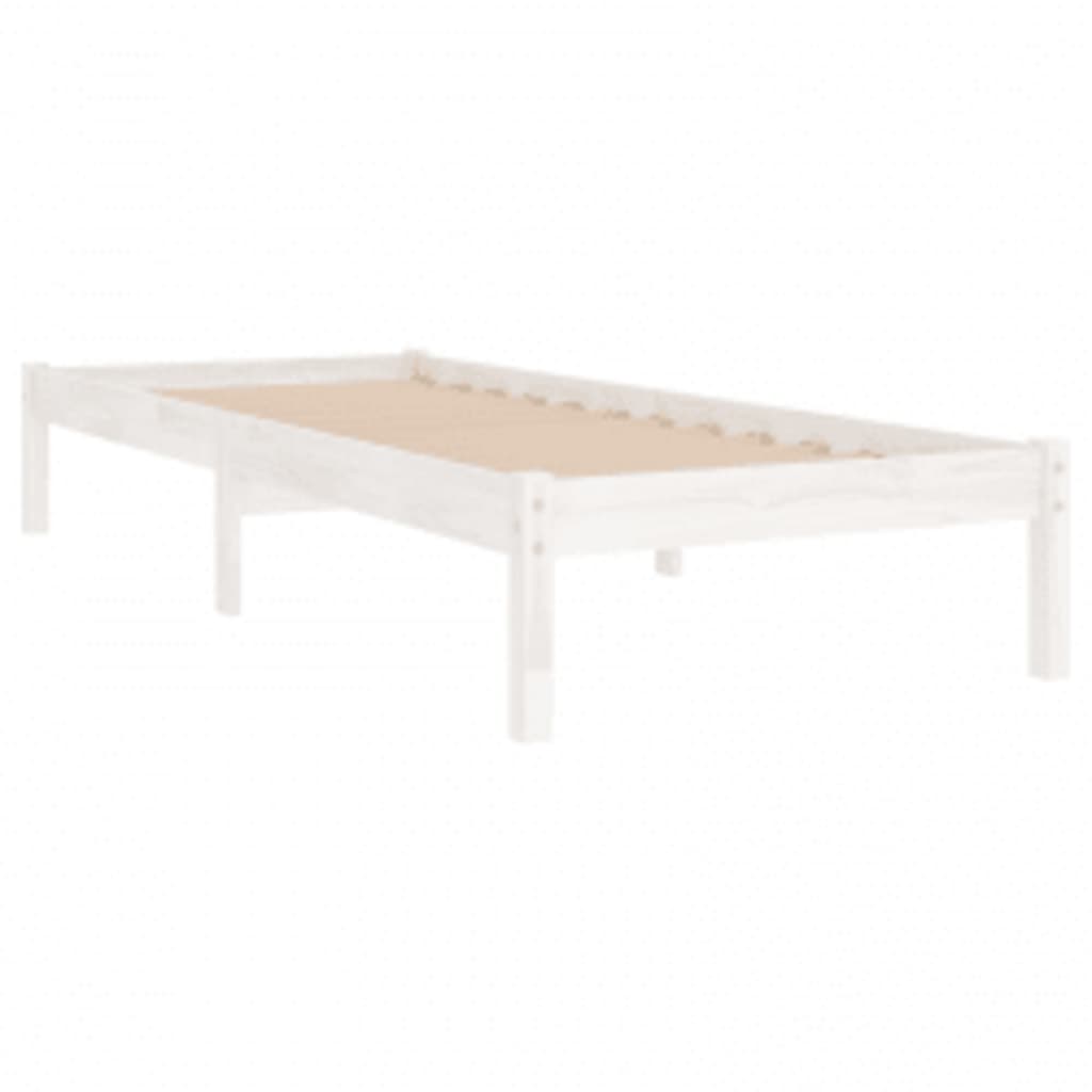 Cadre de lit sans matelas blanc 90x190 cm bois massif - XIOS