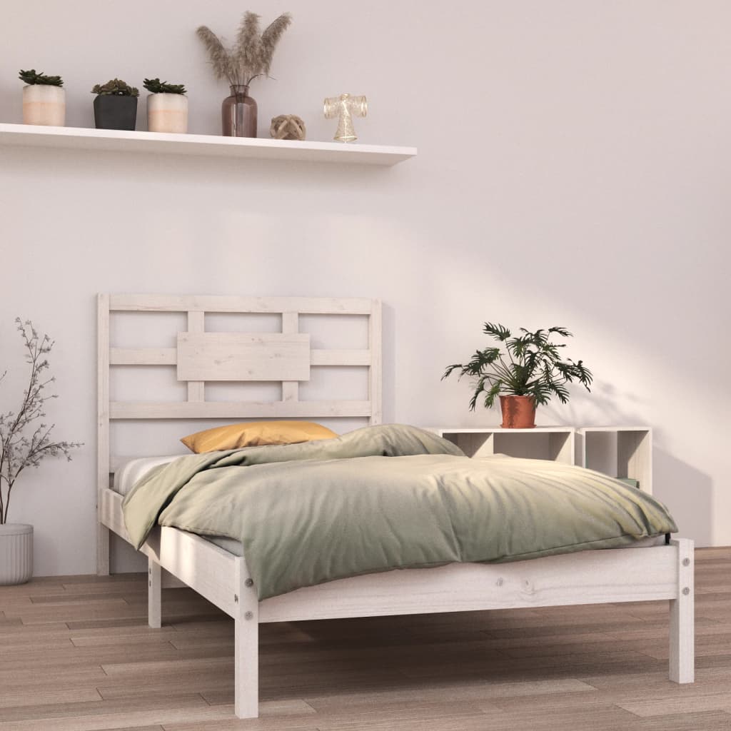Cadre de lit sans matelas blanc 90x190 cm bois massif - XIOS