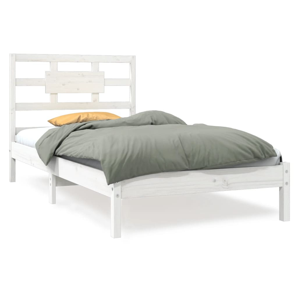 Cadre de lit sans matelas blanc 90x200 cm bois massif - XIOS