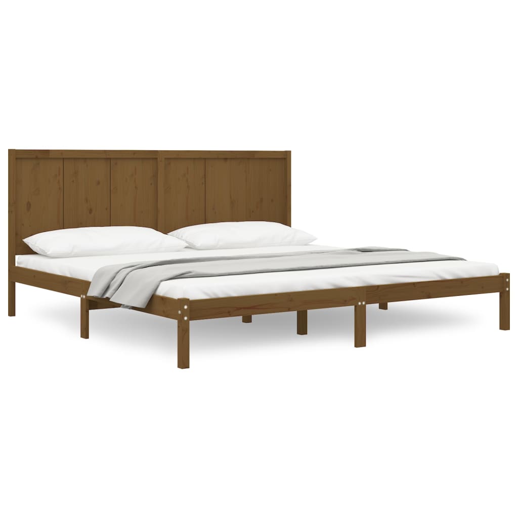 Cadre de lit sans matelas marron miel 200x200cm bois pin massif - XIOS