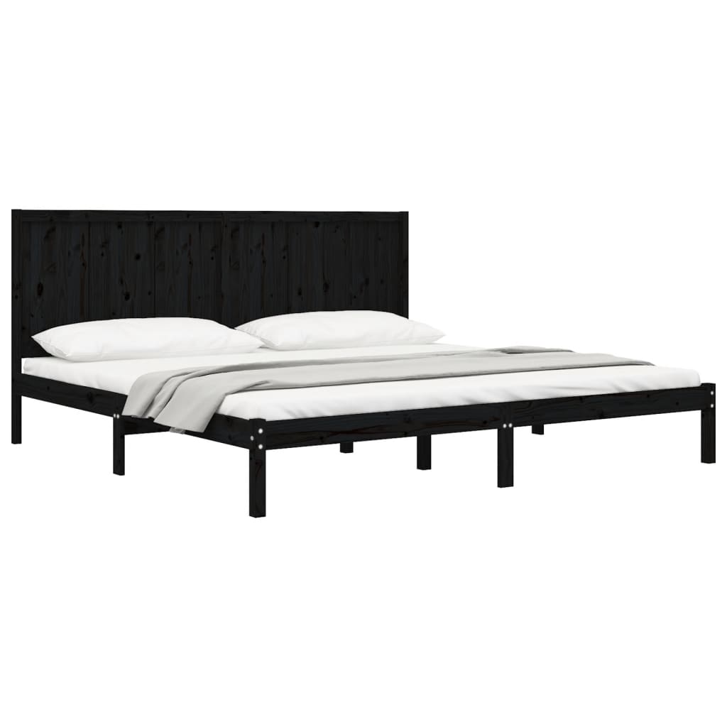Cadre de lit sans matelas noir 200x200 cm bois massif de pin - XIOS