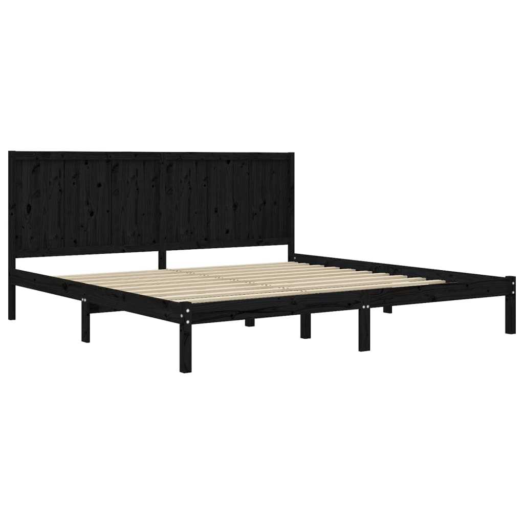 Cadre de lit sans matelas noir 200x200 cm bois massif de pin - XIOS