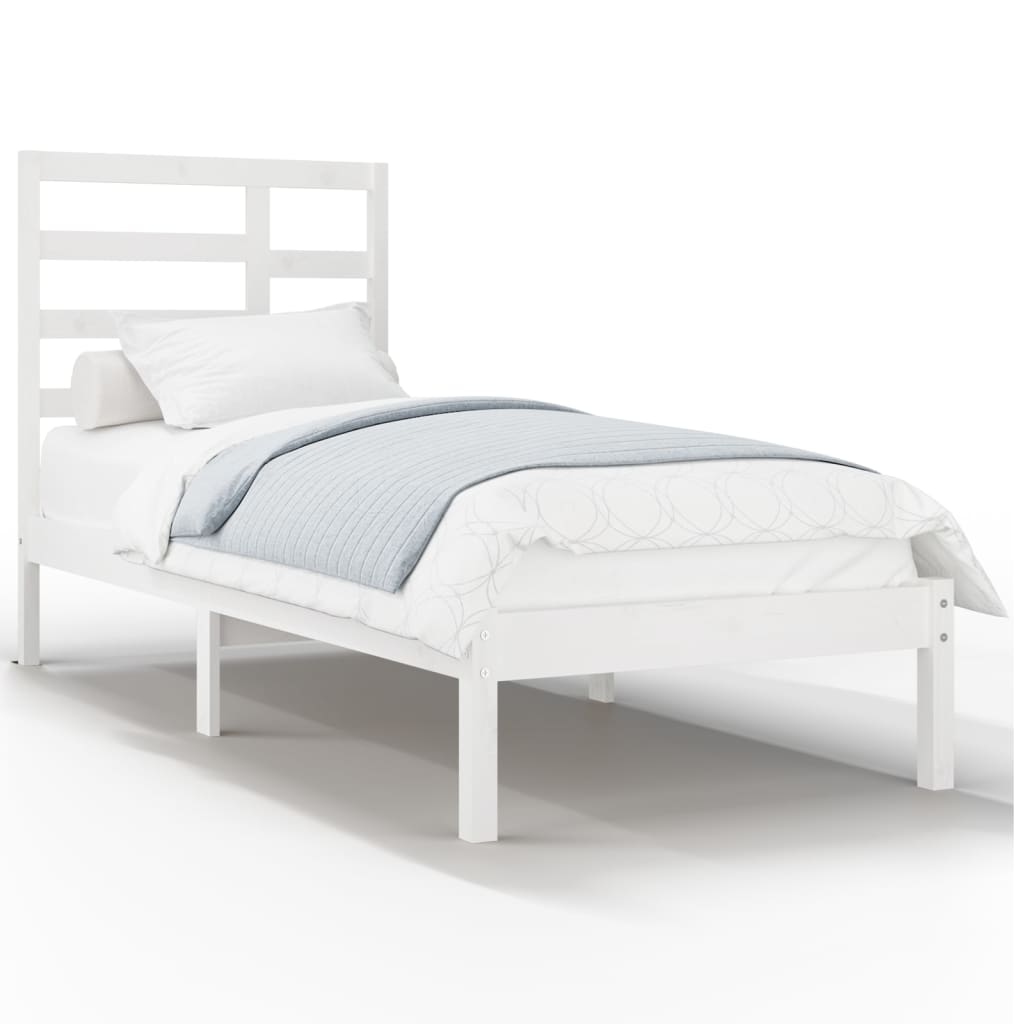 Cadre de lit sans matelas blanc bois massif 90x190 cm - XIOS