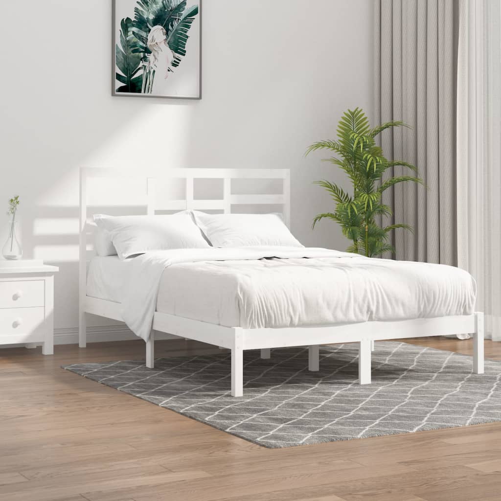 Cadre de lit sans matelas blanc bois massif 120x190 cm - XIOS