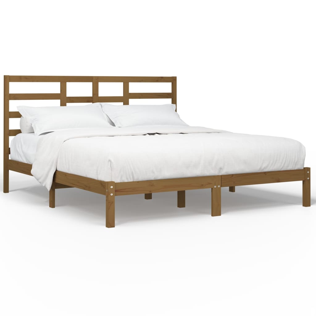 Cadre de lit sans matelas marron miel bois massif 200x200 cm - XIOS