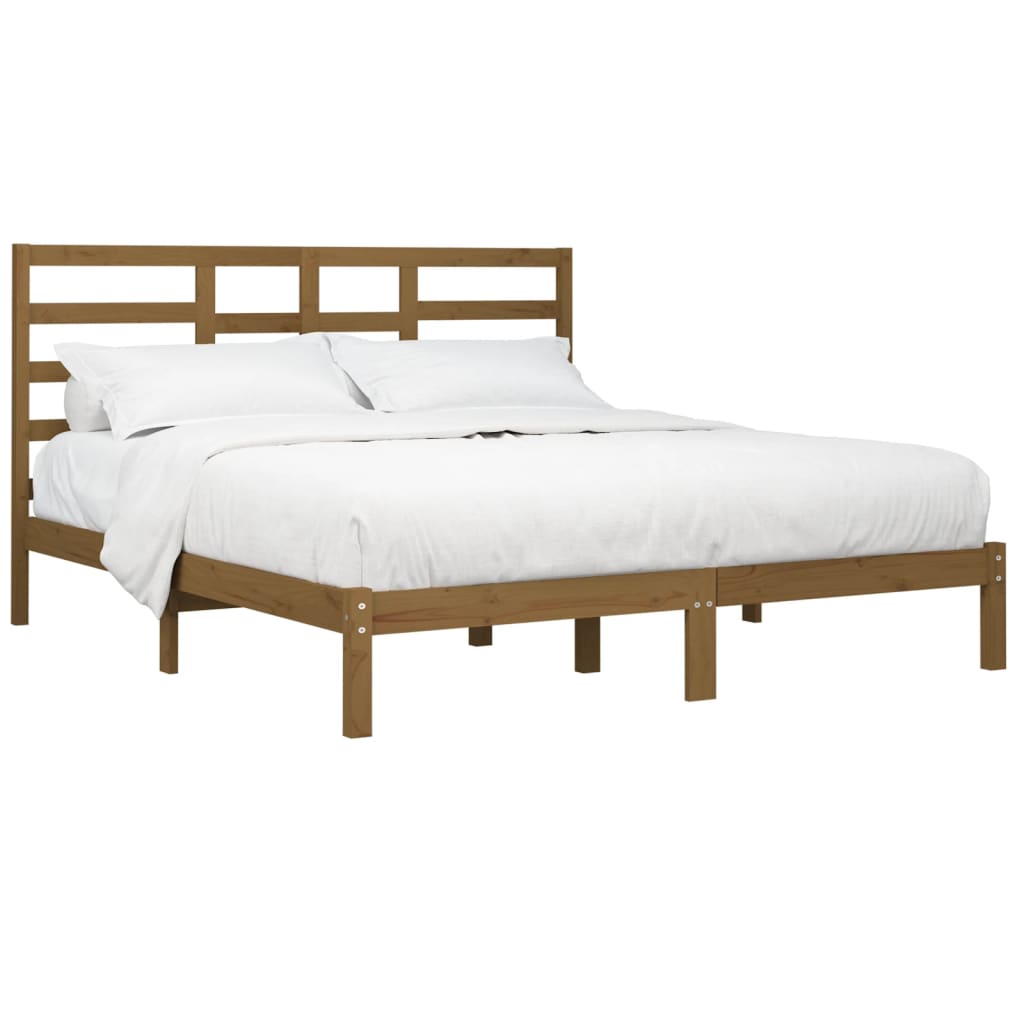 Cadre de lit sans matelas marron miel bois massif 200x200 cm - XIOS