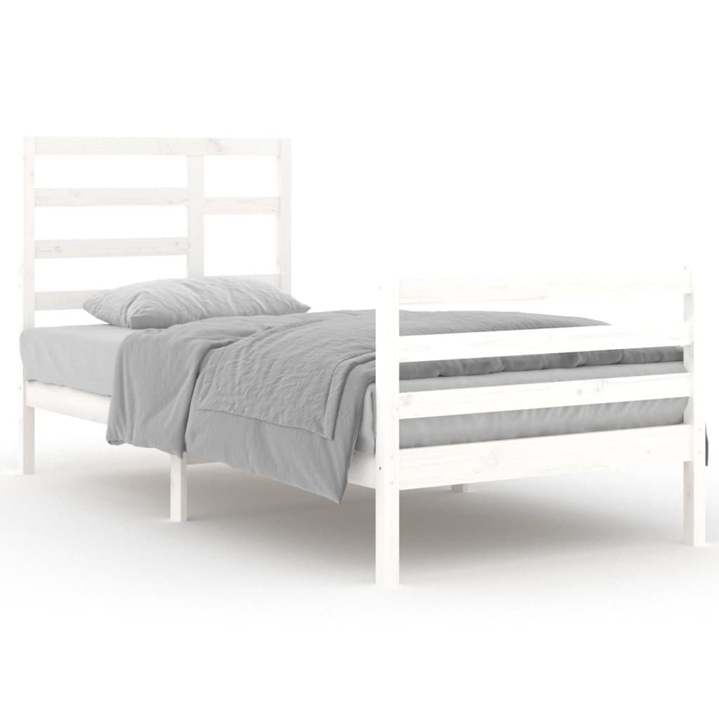 Cadre de lit sans matelas blanc bois massif 90x200 cm - XIOS