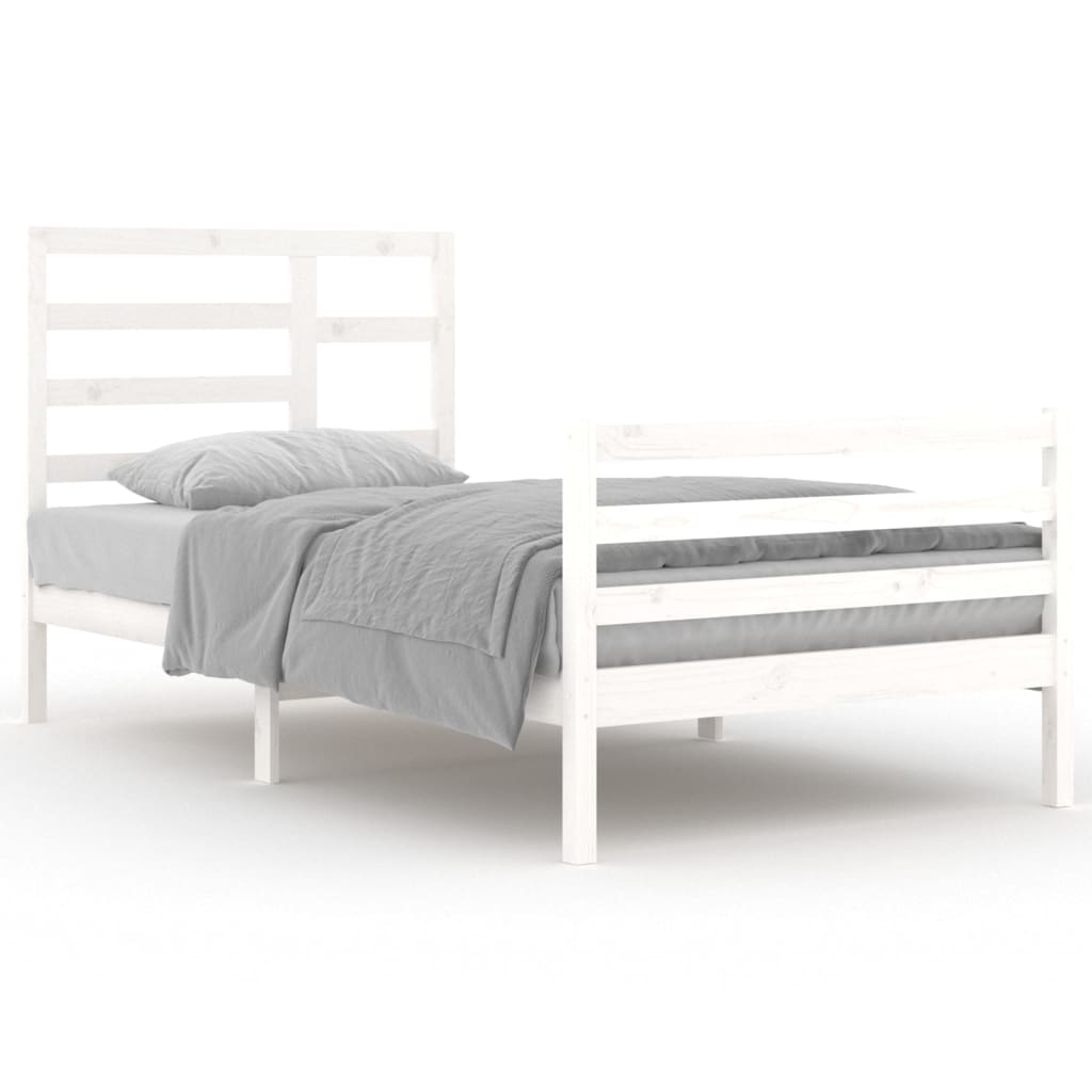 Cadre de lit sans matelas blanc bois massif 100x200 cm - XIOS
