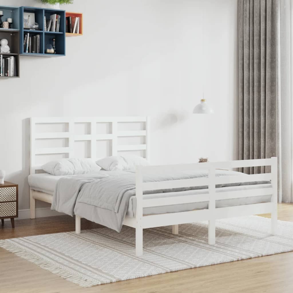 Cadre de lit sans matelas blanc bois massif 120x200 cm - XIOS