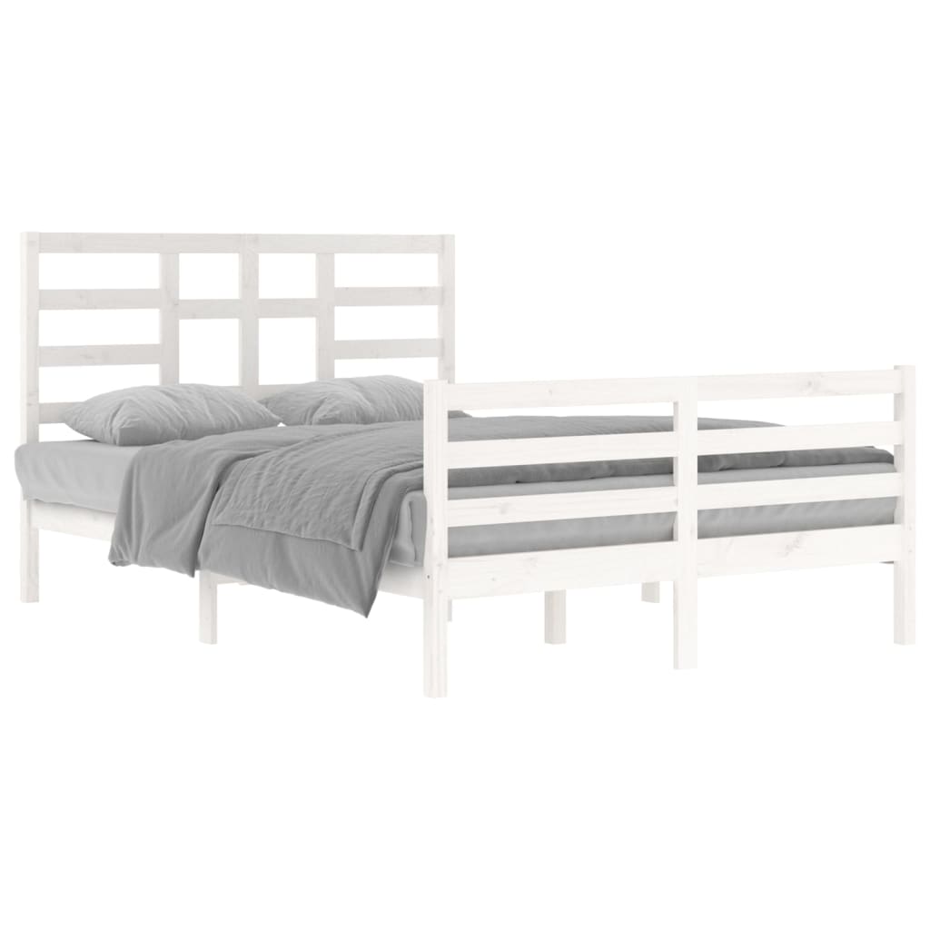 Cadre de lit sans matelas blanc bois massif 140x200 cm - XIOS