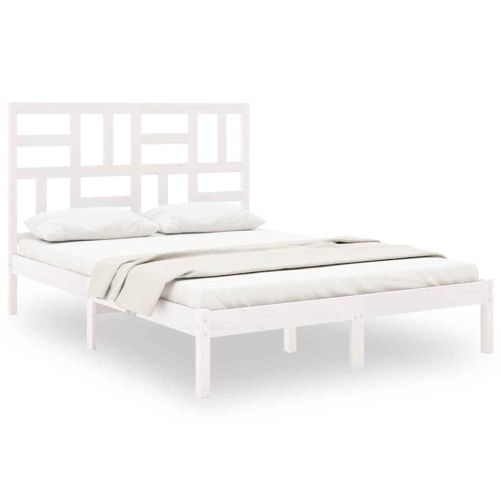 Cadre de lit sans matelas blanc bois massif 140x190 cm - XIOS
