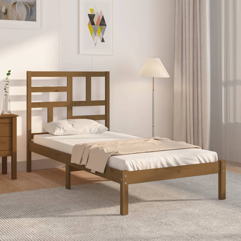 Cadre de lit sans matelas marron miel bois massif 100x200 cm - XIOS