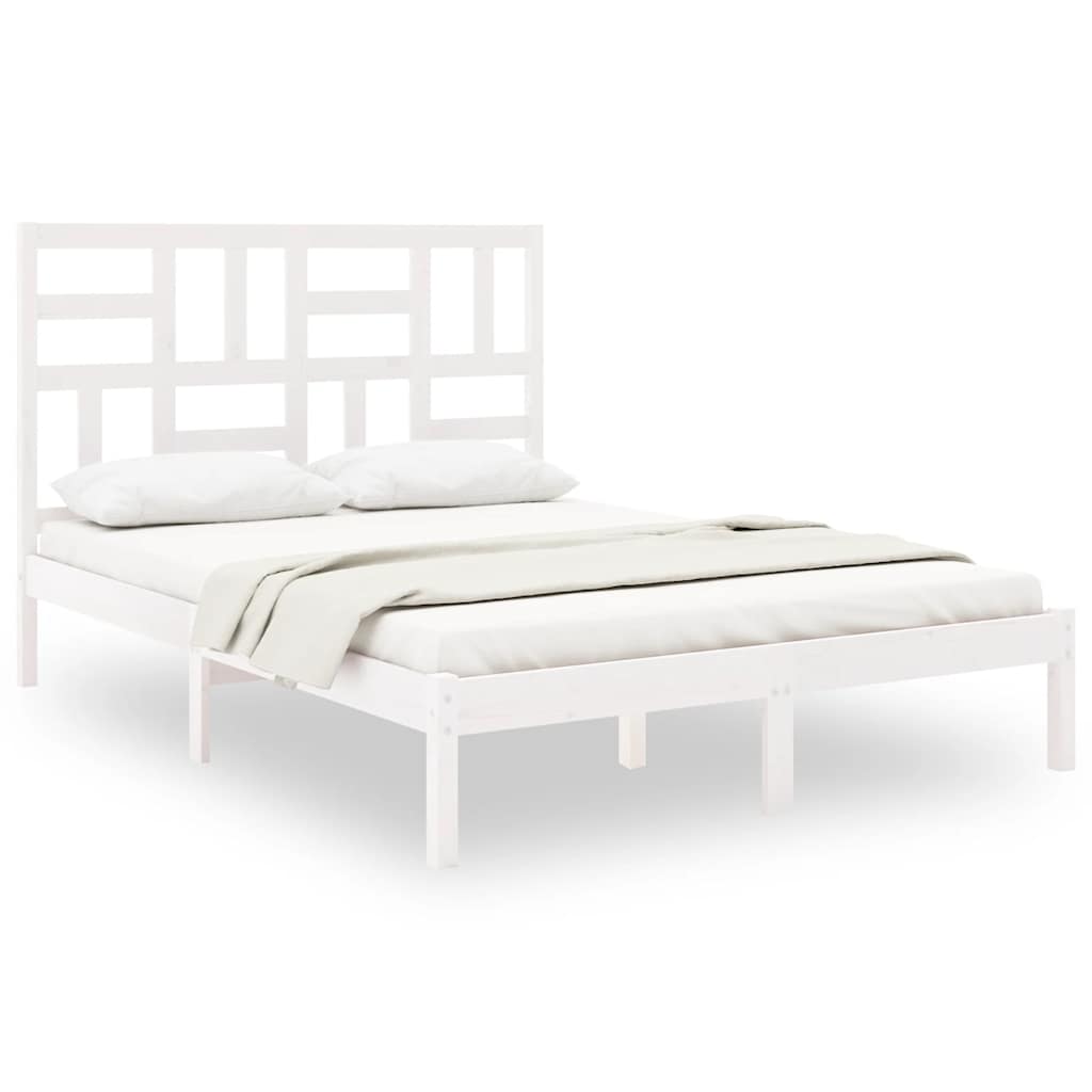Cadre de lit sans matelas blanc bois massif 120x200 cm - XIOS
