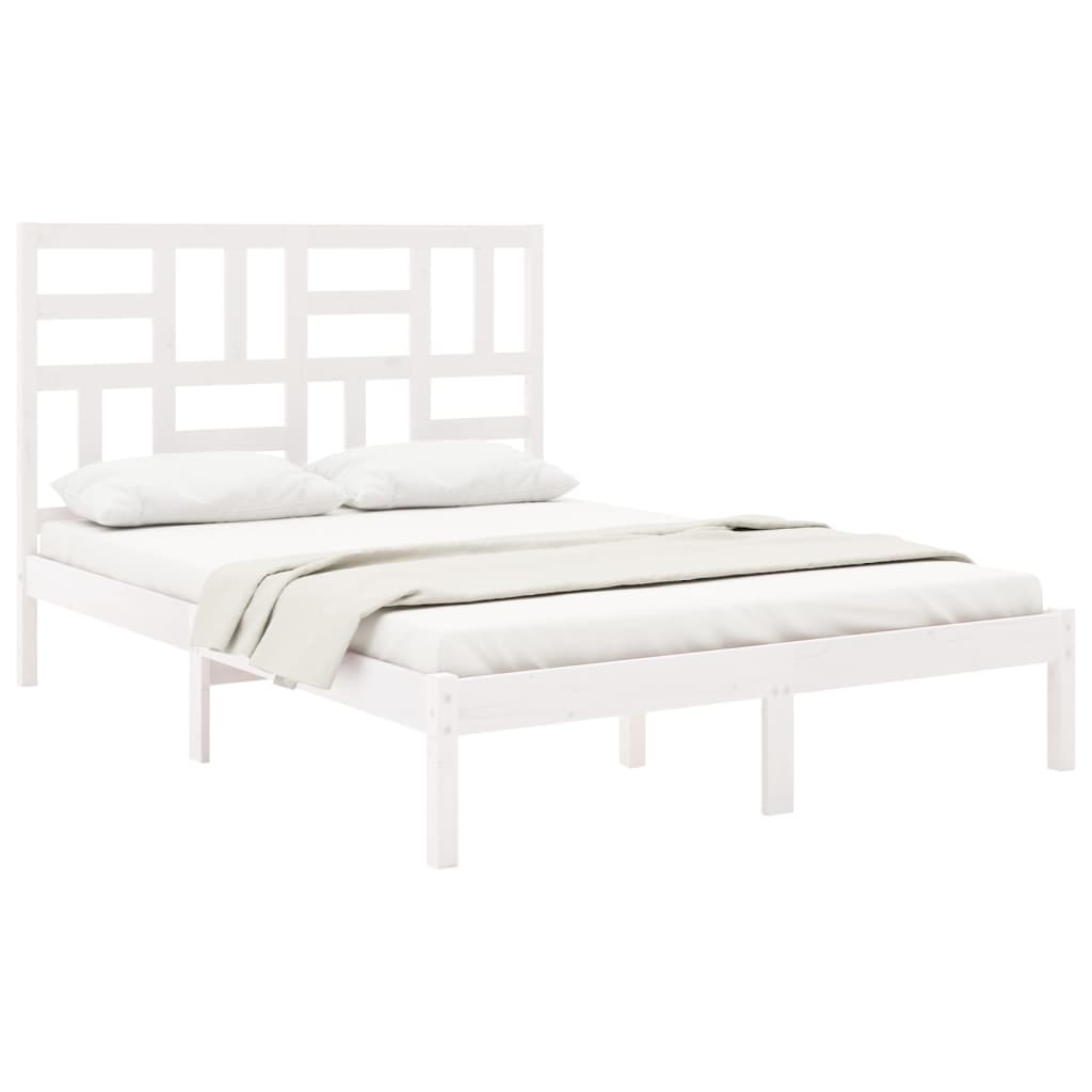 Cadre de lit sans matelas blanc bois massif 120x200 cm - XIOS