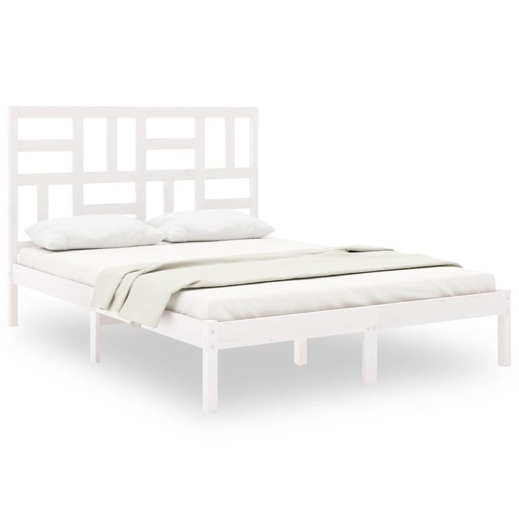 Cadre de lit sans matelas blanc bois massif 160x200 cm - XIOS