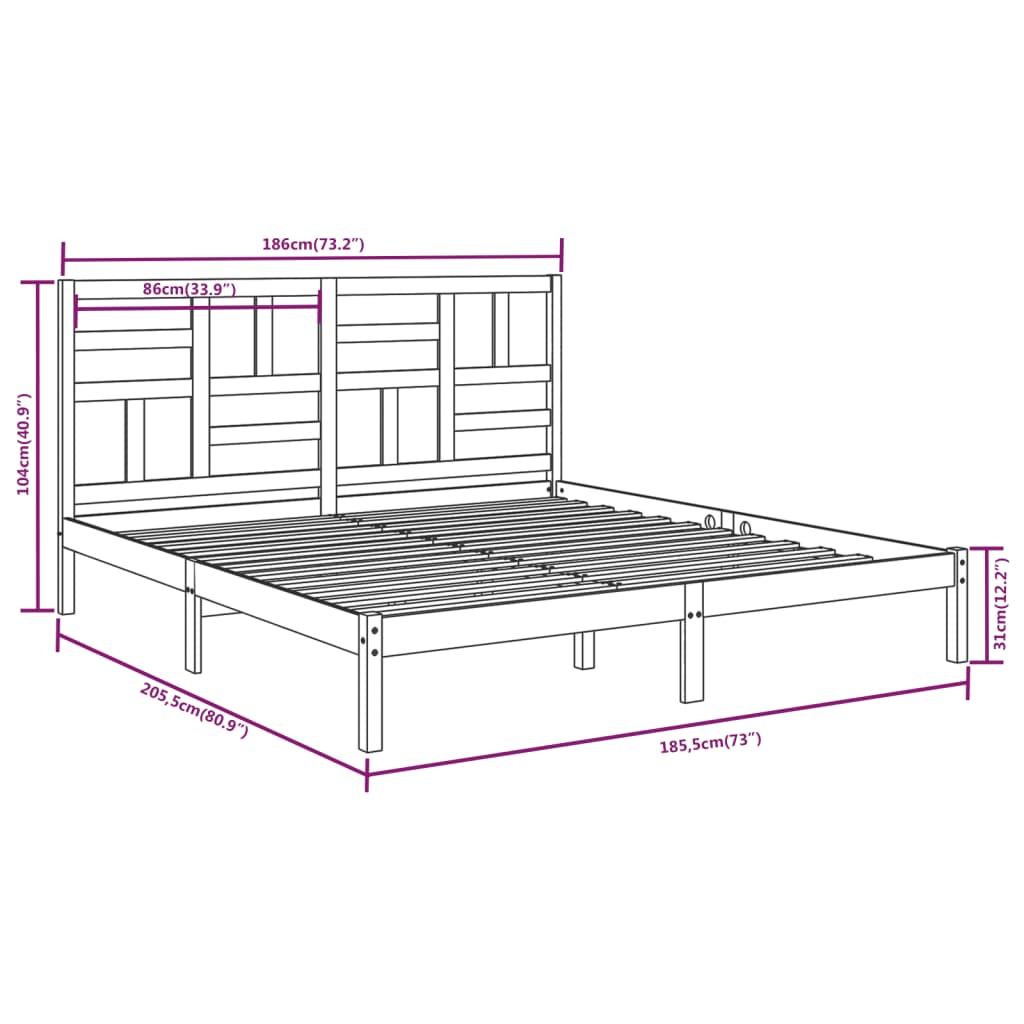 Cadre de lit sans matelas blanc bois massif 180x200 cm - XIOS