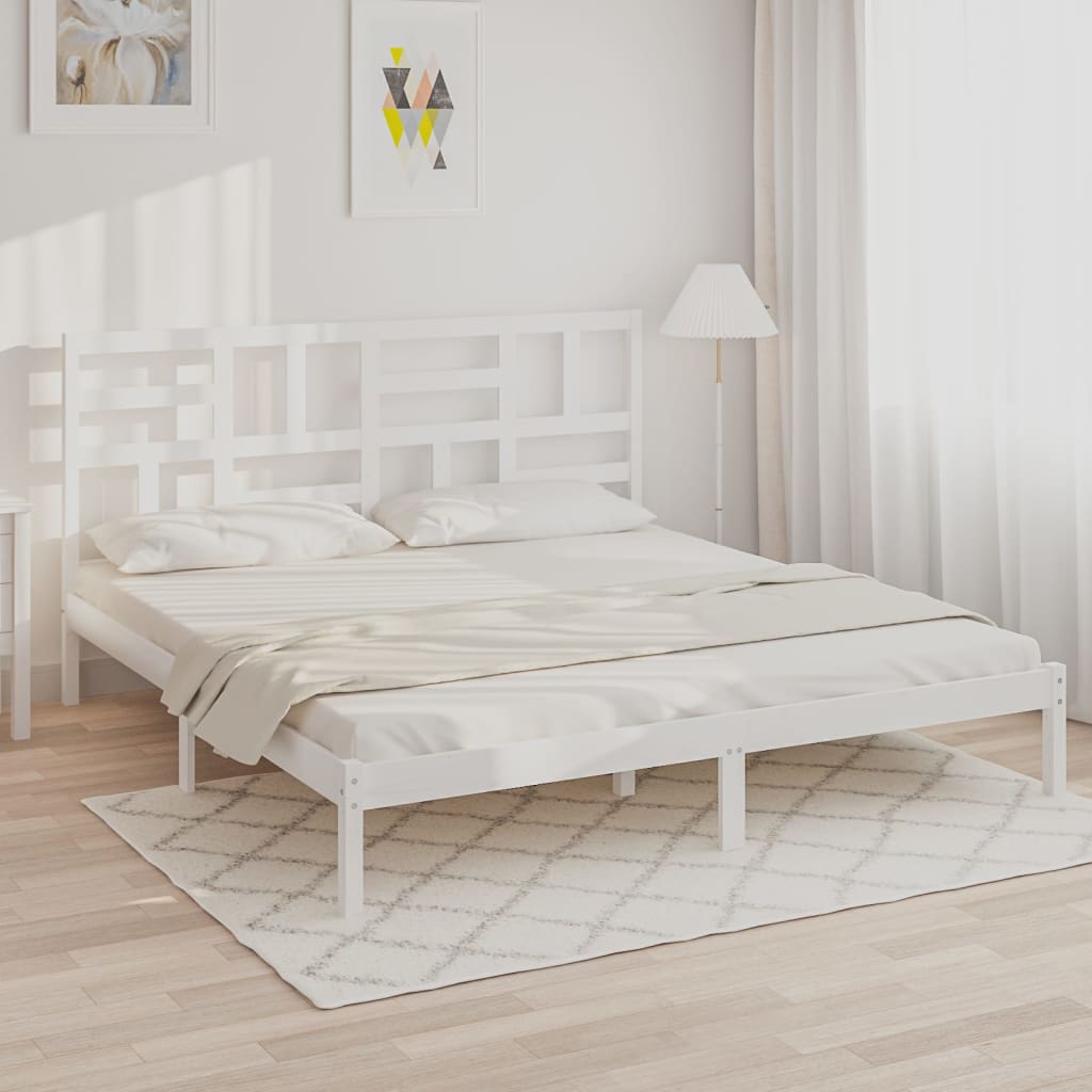 Cadre de lit sans matelas blanc bois massif 180x200 cm - XIOS