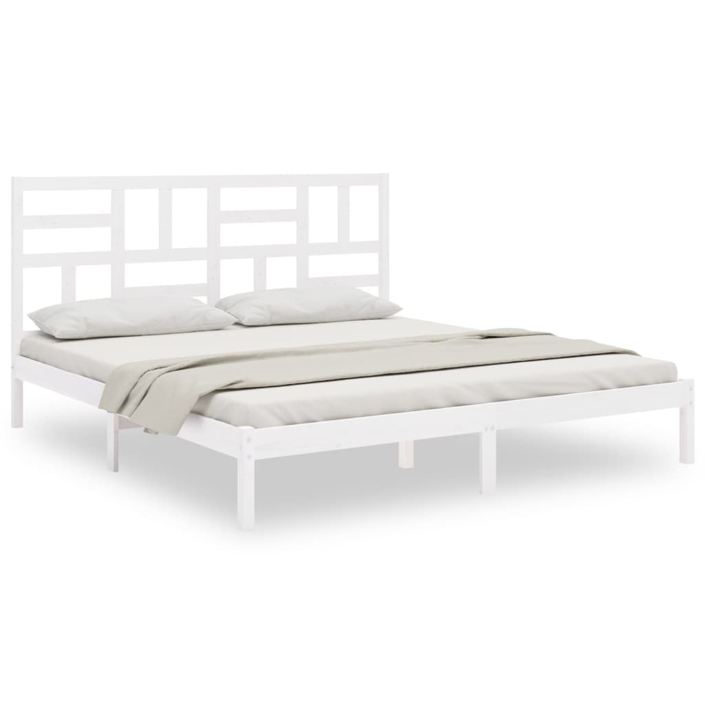Cadre de lit sans matelas blanc bois massif 200x200 cm - XIOS