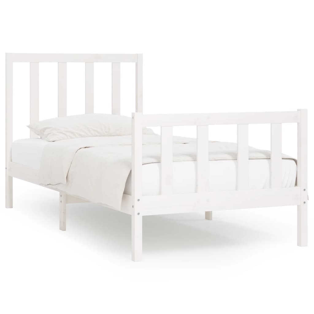 Cadre de lit sans matelas blanc 100x200 cm bois massif - XIOS