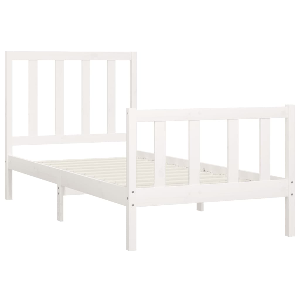Cadre de lit sans matelas blanc 100x200 cm bois massif - XIOS