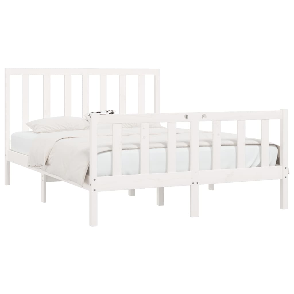 Cadre de lit sans matelas blanc 160x200 cm bois massif - XIOS