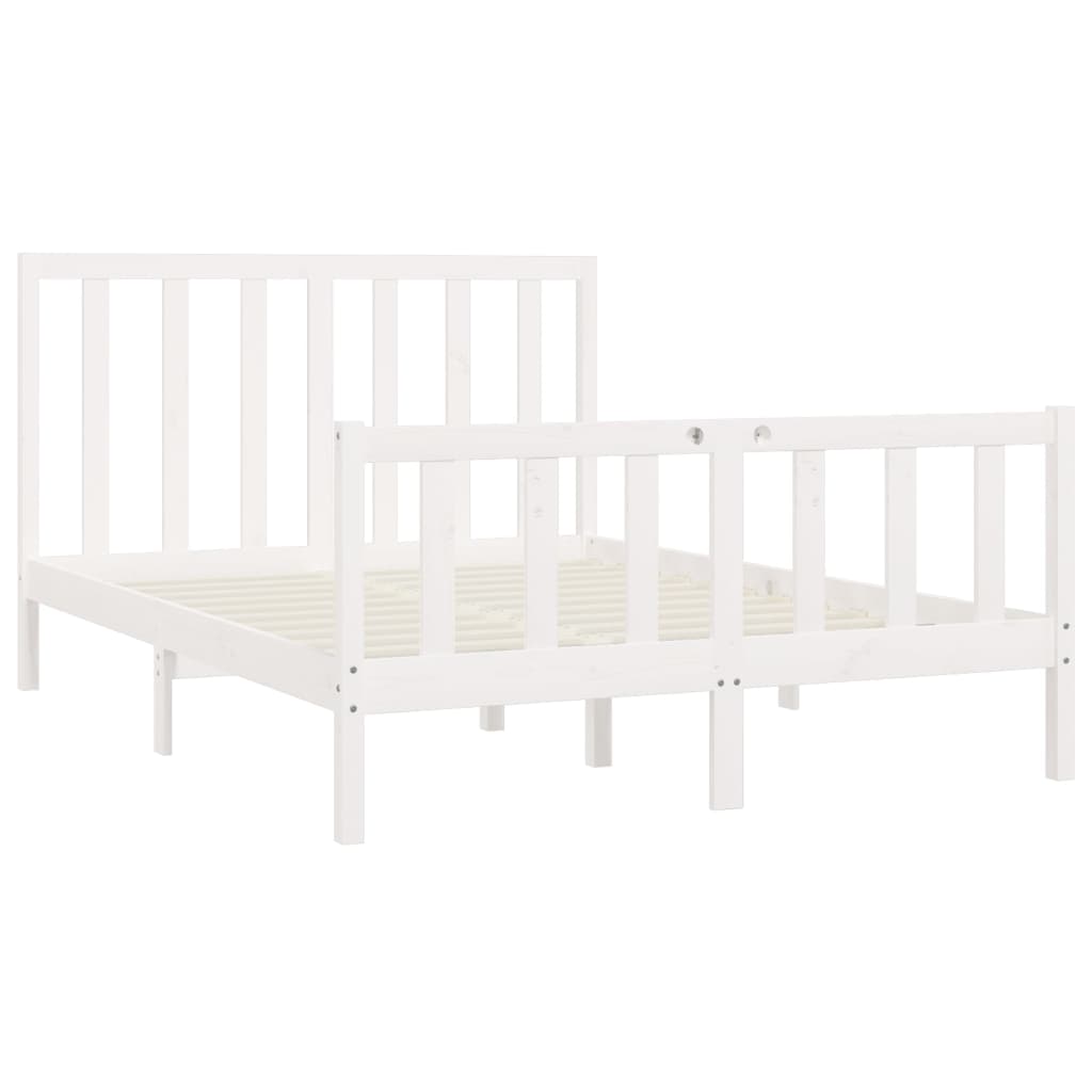 Cadre de lit sans matelas blanc 160x200 cm bois massif - XIOS