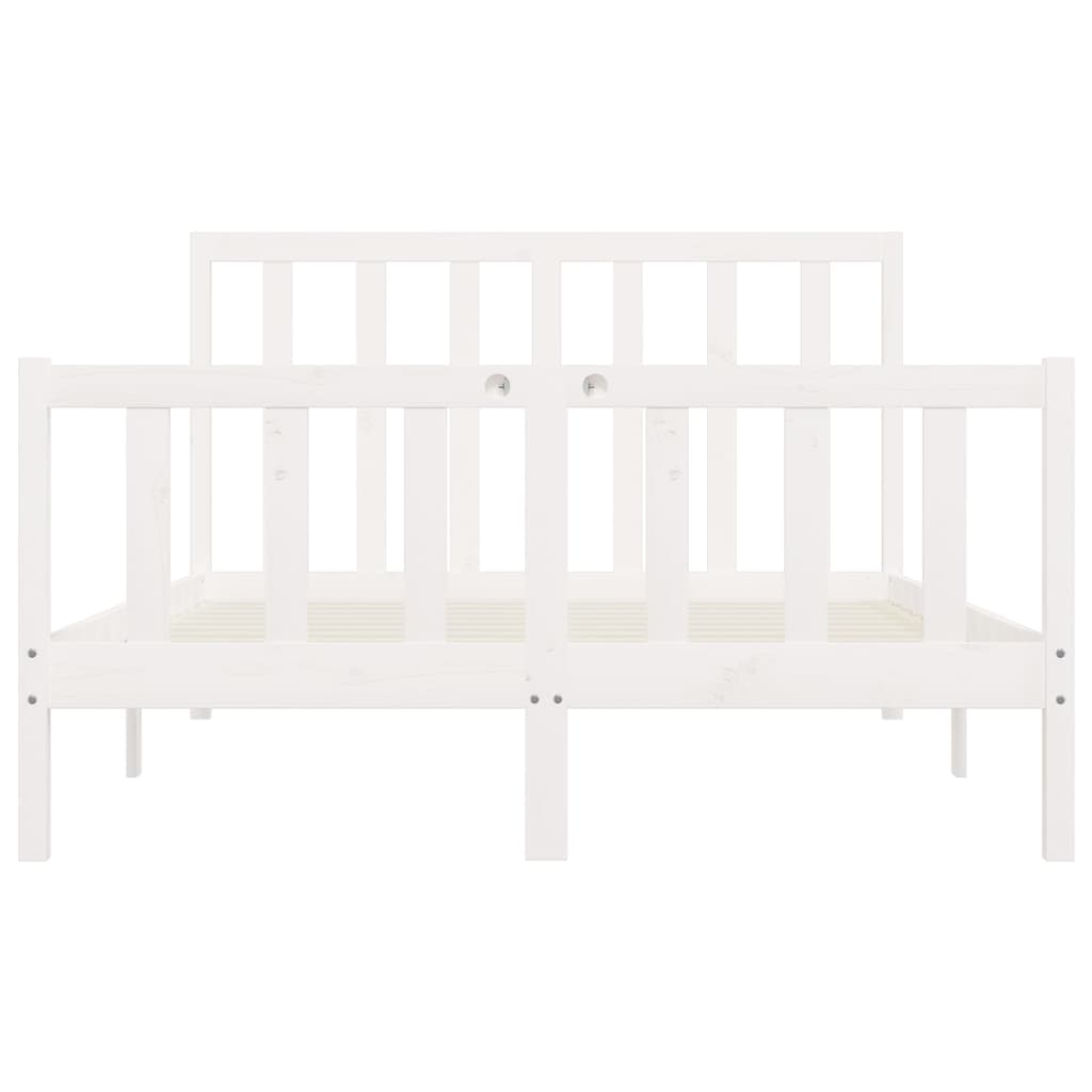 Cadre de lit sans matelas blanc 160x200 cm bois massif - XIOS