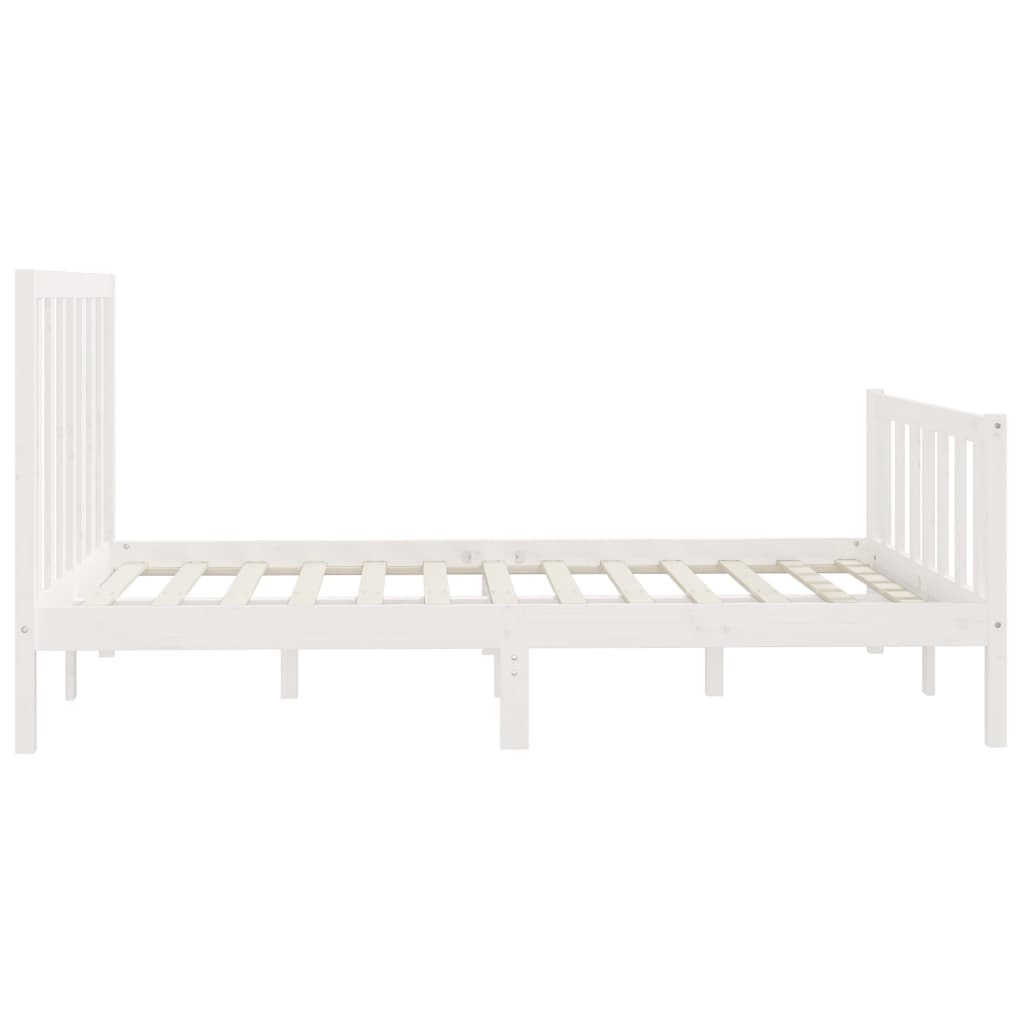 Cadre de lit sans matelas blanc 160x200 cm bois massif - XIOS
