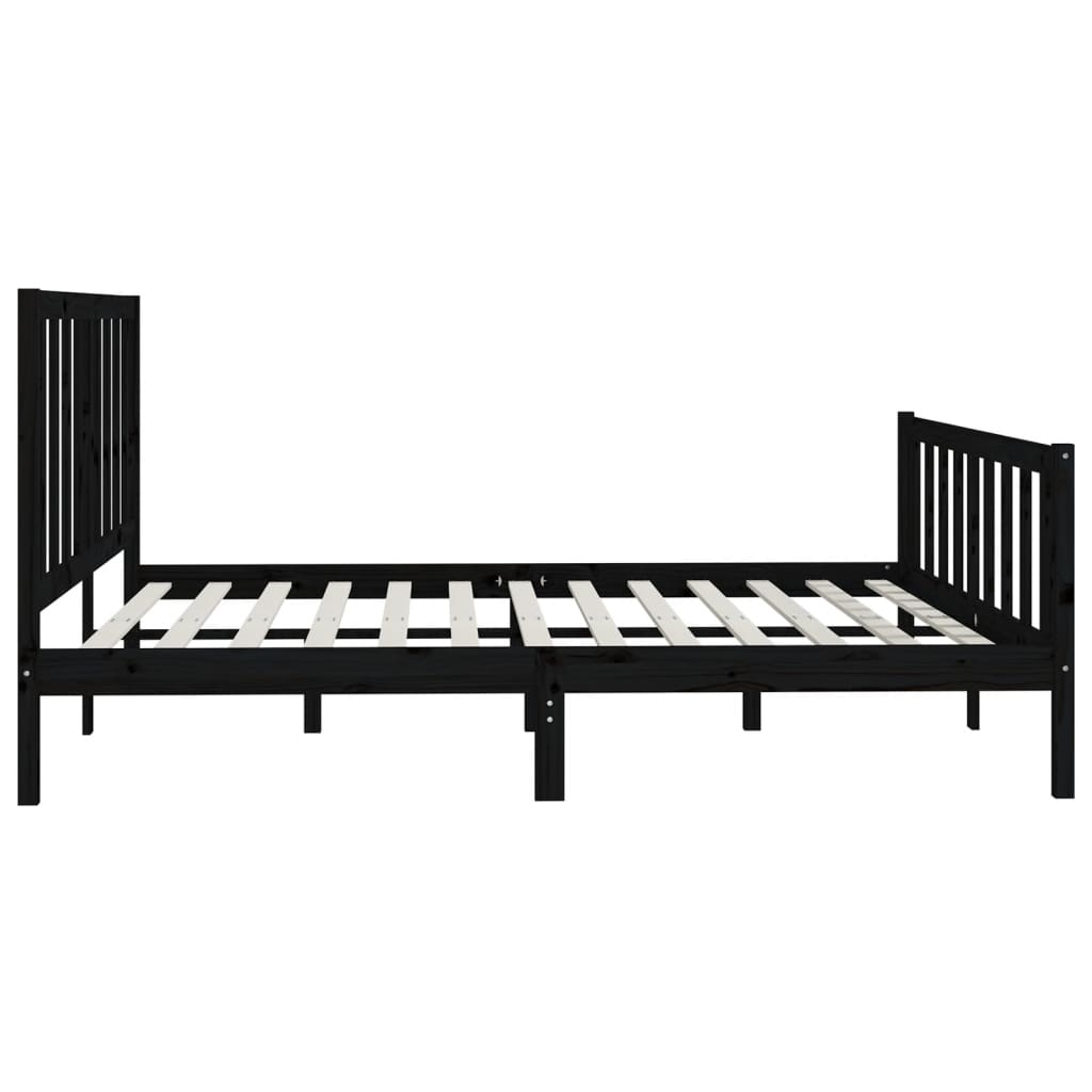 Cadre de lit sans matelas noir 200x200 cm bois massif - XIOS