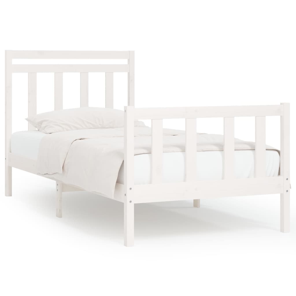 Cadre de lit sans matelas blanc bois de pin massif 100x200 cm - XIOS