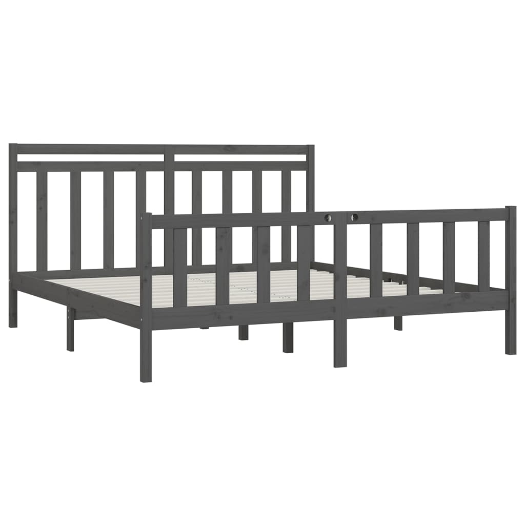 Cadre de lit sans matelas bois massif de pin gris 200x200 cm - XIOS