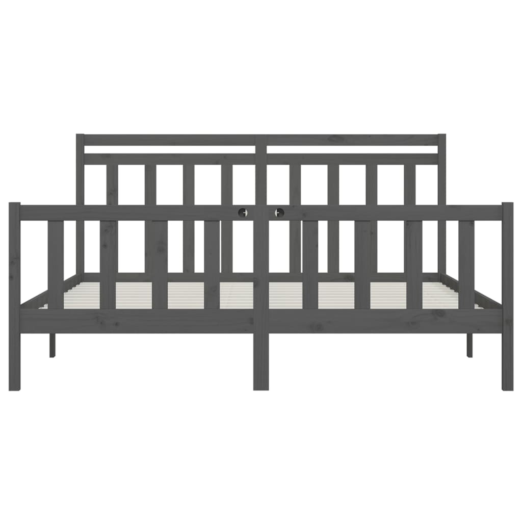 Cadre de lit sans matelas bois massif de pin gris 200x200 cm - XIOS