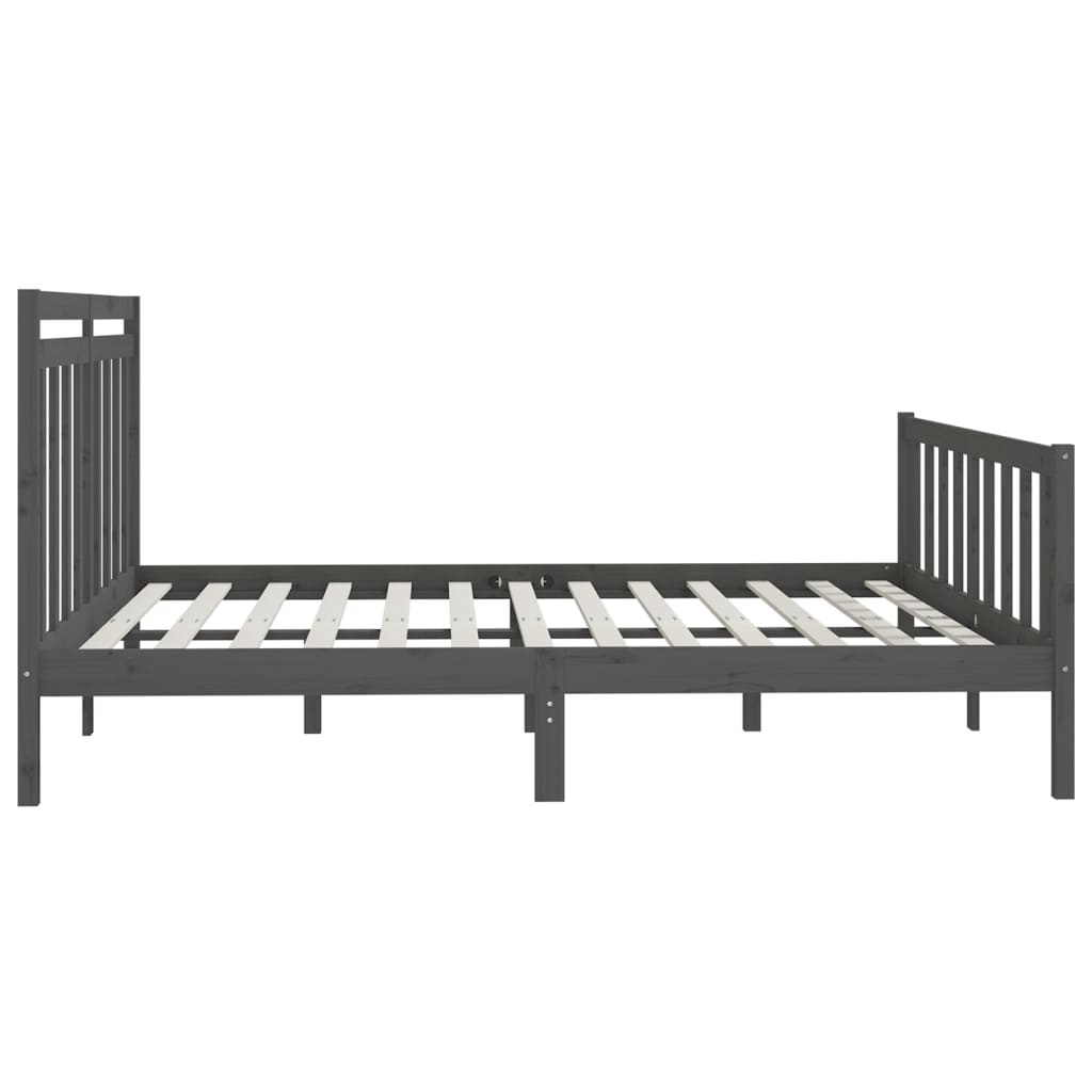 Cadre de lit sans matelas bois massif de pin gris 200x200 cm - XIOS