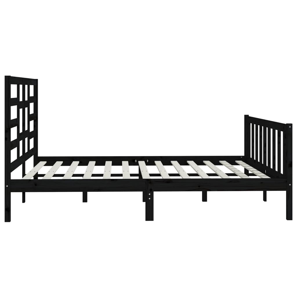 Cadre de lit sans matelas noir 200x200 cm bois massif de pin - XIOS