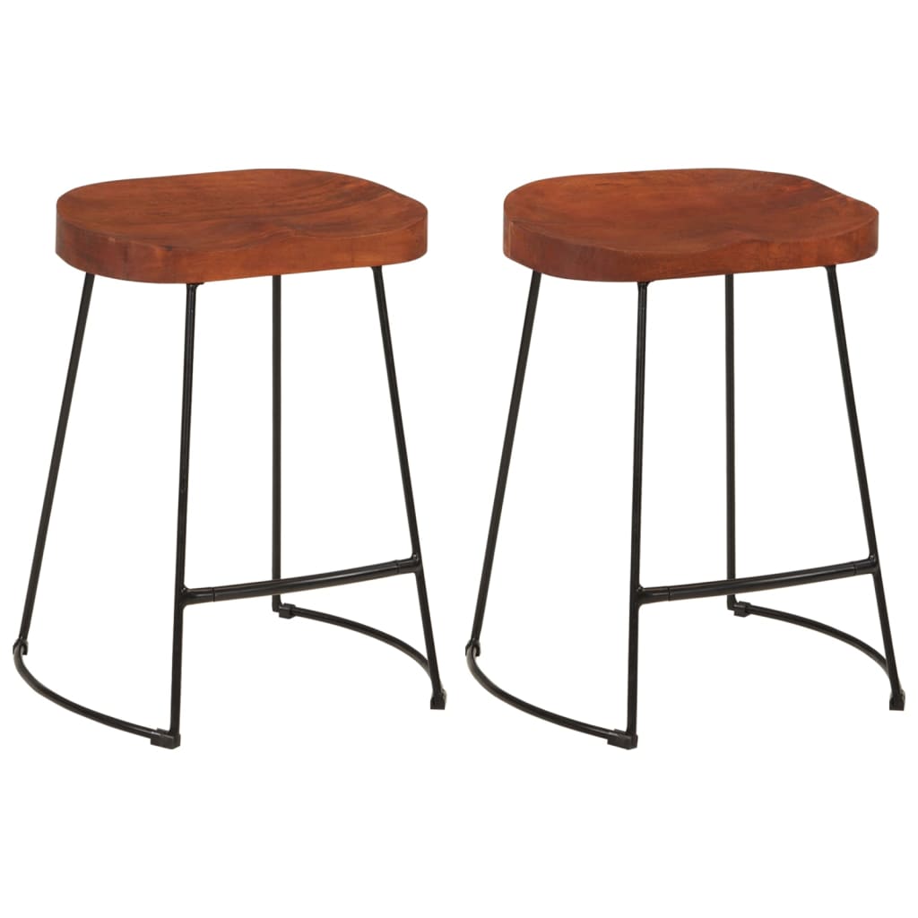 Tabourets de bar Gavin lot de 2 45x38x53cm bois massif manguier - XIOS