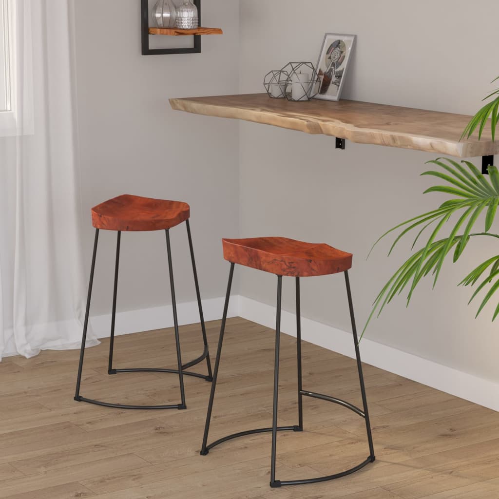 Tabourets de bar Gavin lot de 2 45x40x63cm bois massif manguier - XIOS