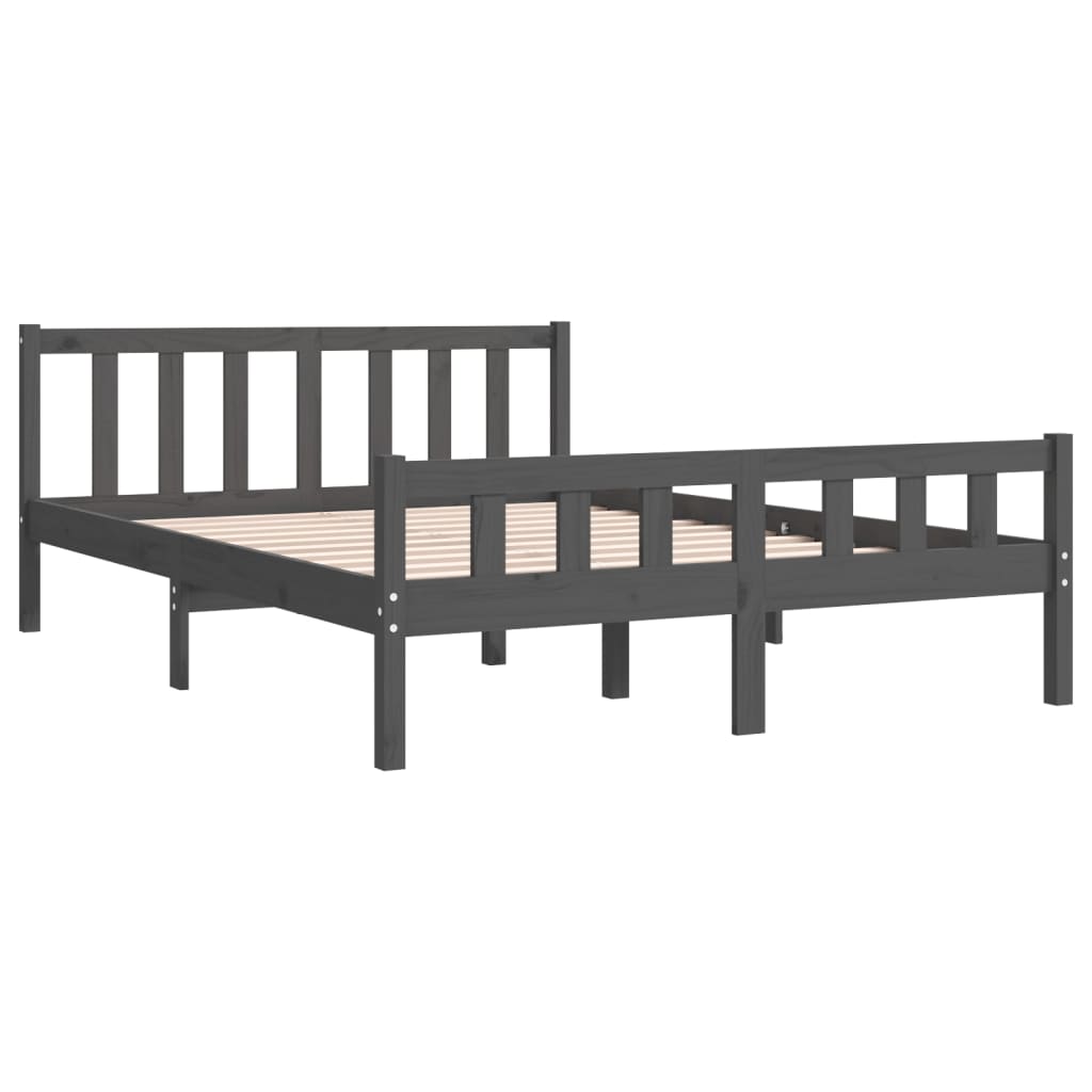 Cadre de lit sans matelas gris bois massif 140x190 cm - XIOS