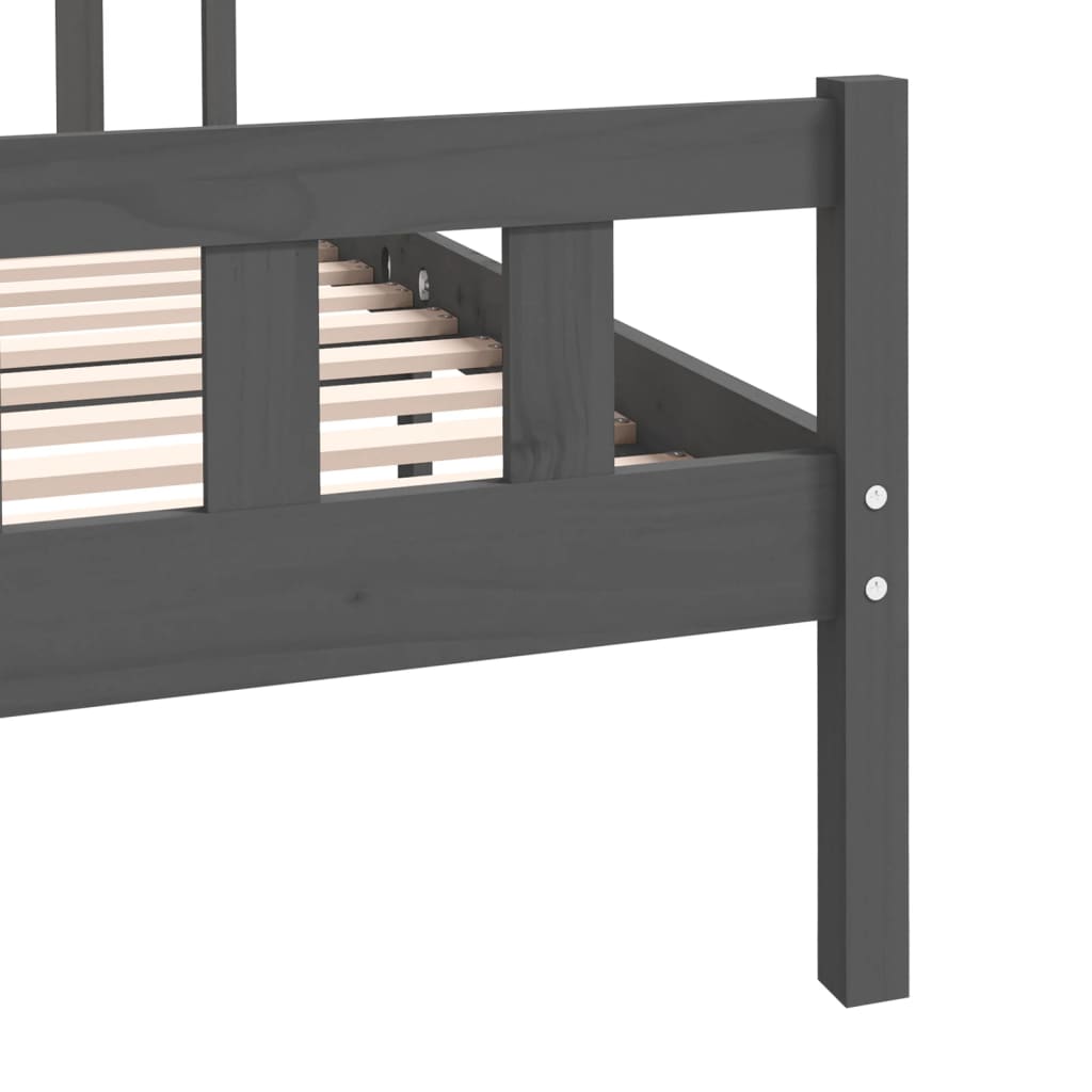 Cadre de lit sans matelas gris bois massif 140x190 cm - XIOS