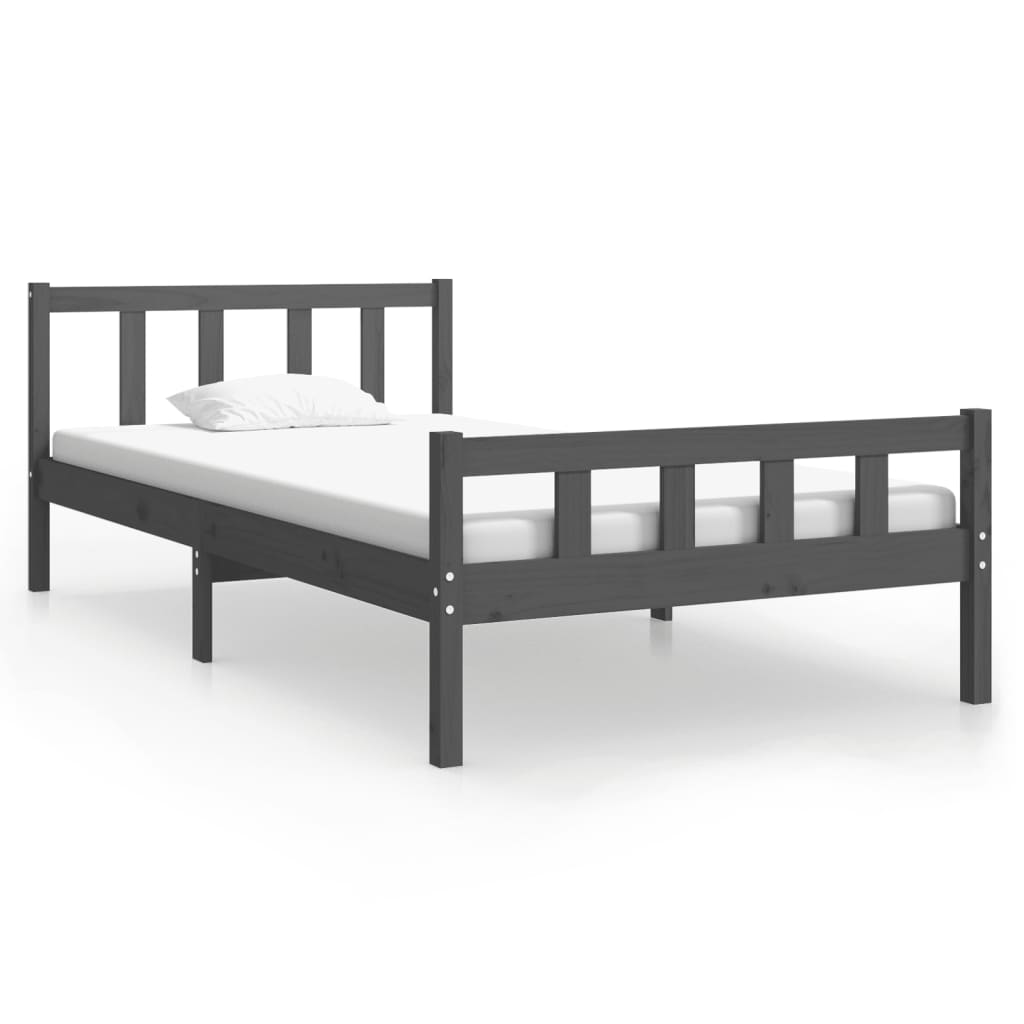 Cadre de lit sans matelas gris bois massif 100x200 cm - XIOS