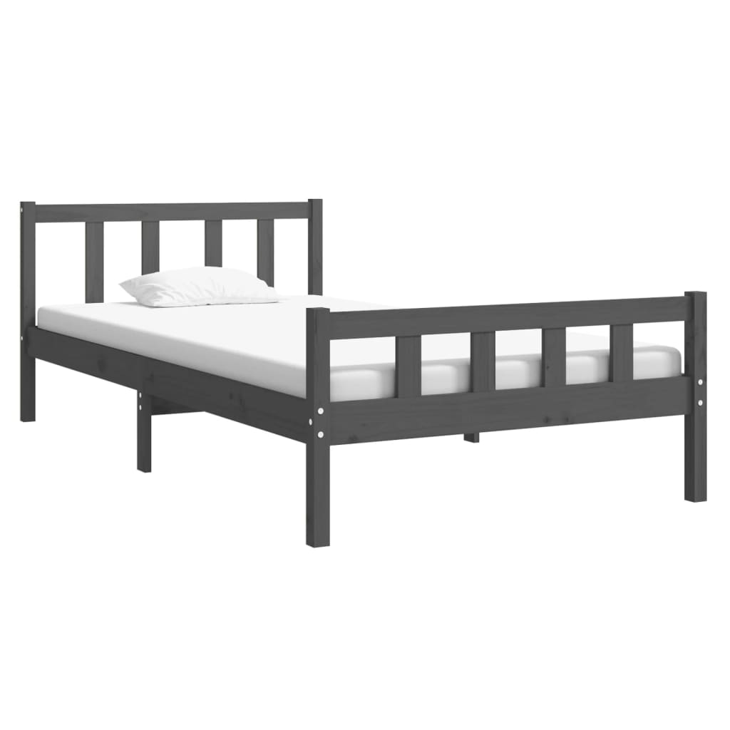 Cadre de lit sans matelas gris bois massif 100x200 cm - XIOS