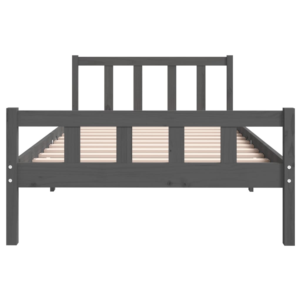 Cadre de lit sans matelas gris bois massif 100x200 cm - XIOS